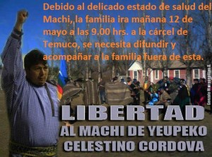 Libertad a nuestro machi Celestino Córdova