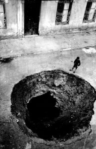 Bomb in Eibar during Spanish Civil War. O’Donnell street, Eibar, Gipuzkoa, Basque Country. Date 1937