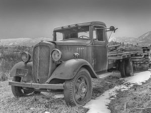 old-flat-bed-truck-black-and-white-ken-smith